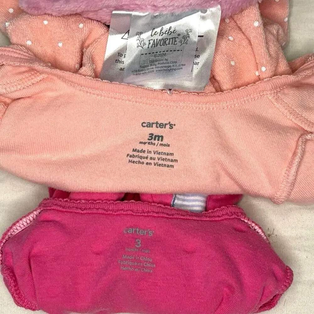 Carter's Baby Girl 3M Sleeper Bundle - 2 pieces + Plushie | Pink